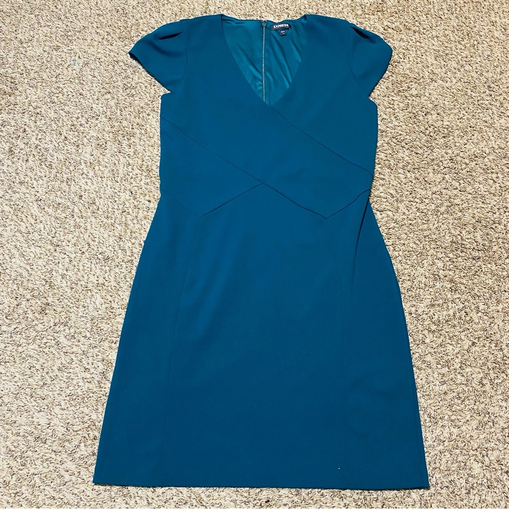 Express Teal Midi Dress with Cap Sleeves